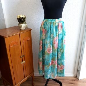 #Vintage Annie Alexander Women Floral Silky Lined Skirt #